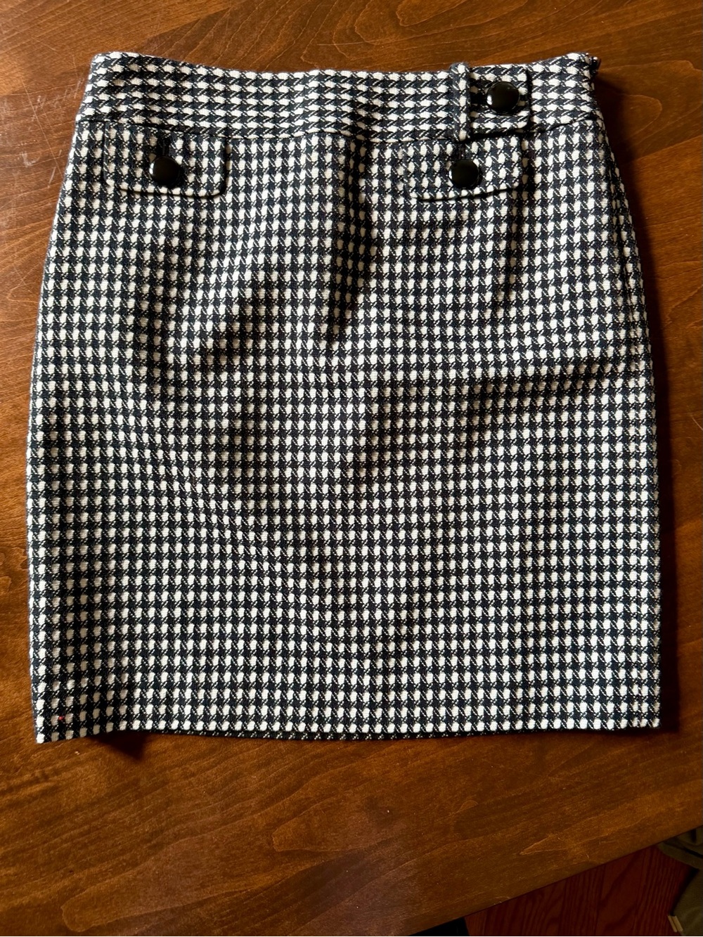 Ann Taylor Textured Houndstooth Pencil Skirt - Black & White